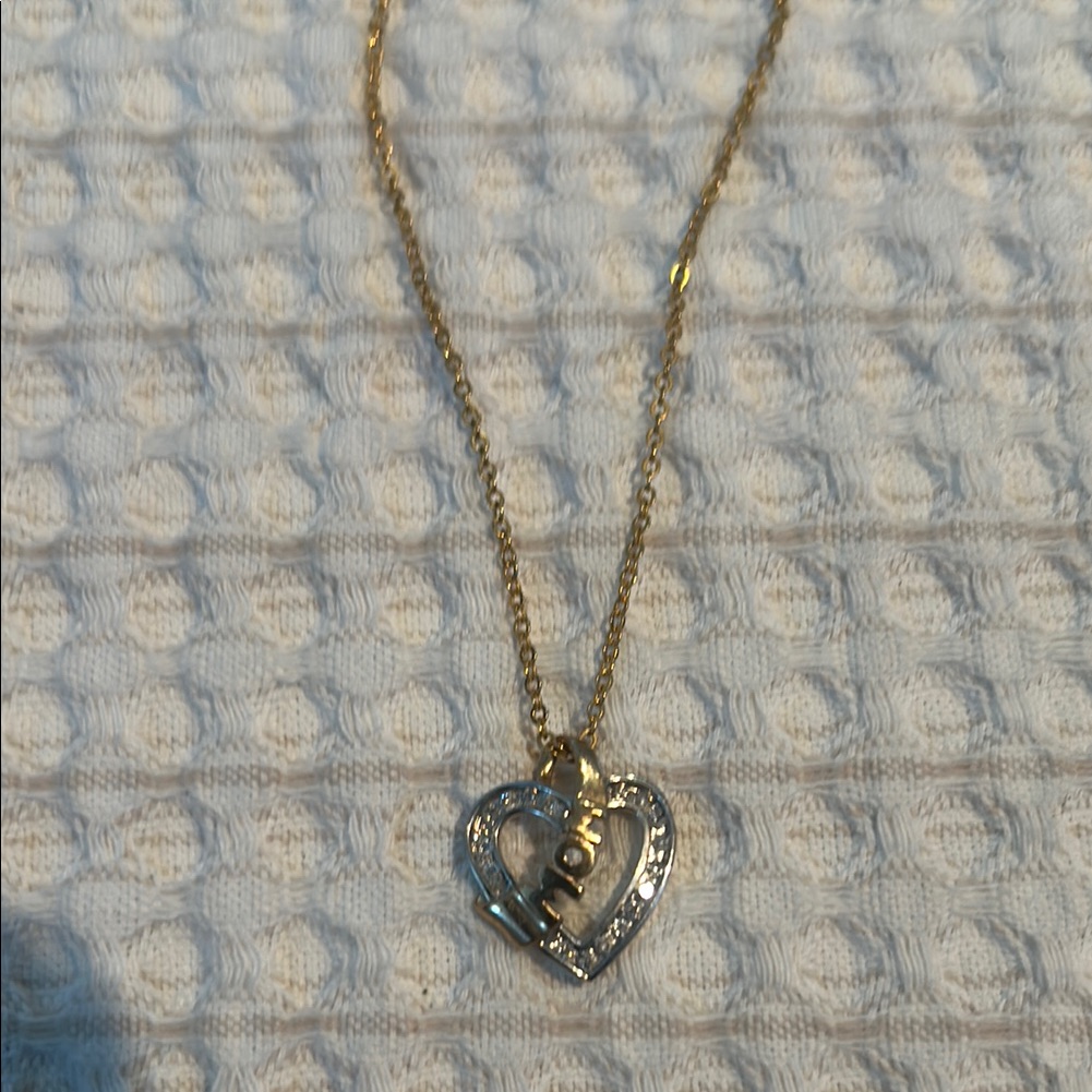 Gold And Silver Heart Pendant Necklace With Dainty Chain